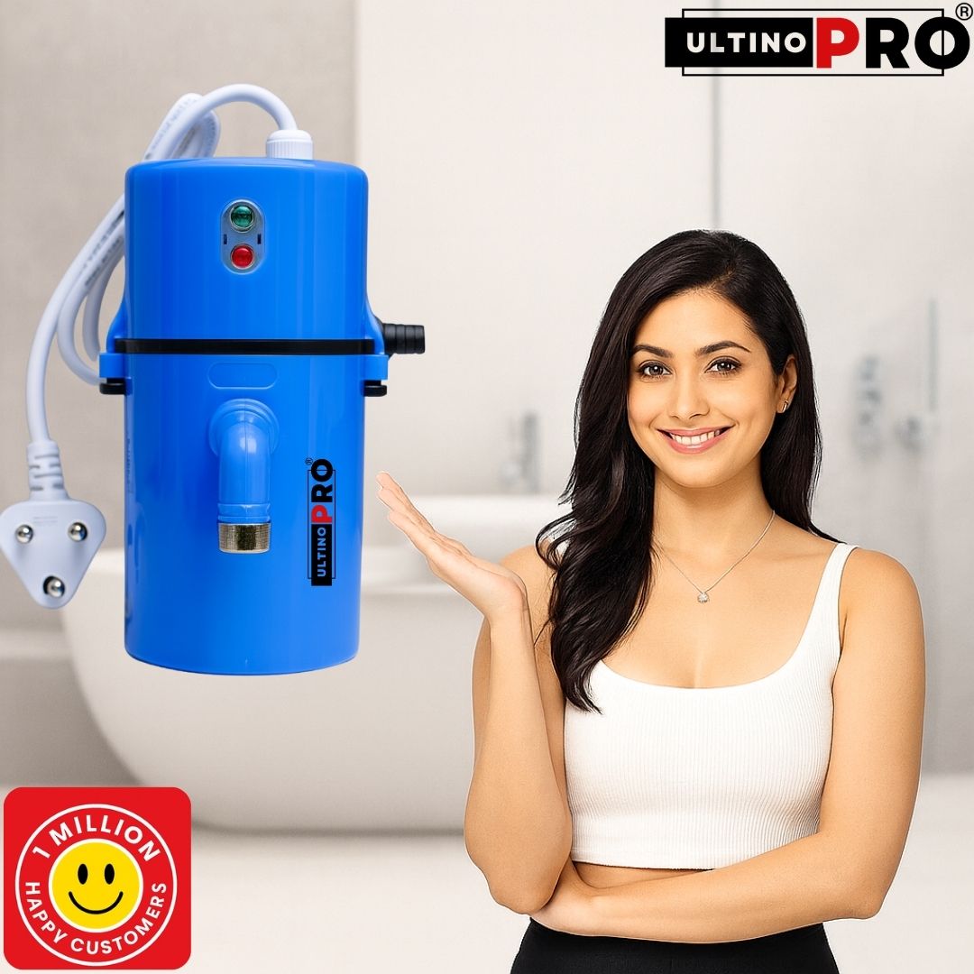 UltinoPro 1 litre Portable Water Geyser, Small Geyser, Geyser, Instant Water Geyser For Home | Kitchen | Bathroom etc. ABS Body- Shock Proof, Electric Saving (Blue)