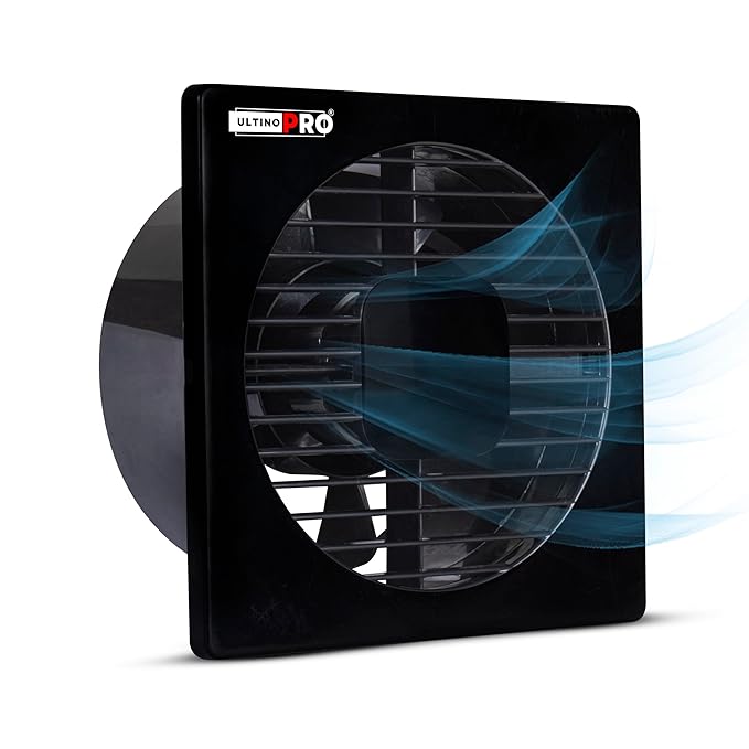 UltinoPRO 6 Inch 150mm Exhaust Fan | Kitchen Ventilation Fan | Bathroom Air Vent Axial | High Speed Low Noise | Wall Mount Exhaust Fan | Energy Efficient  (Black)